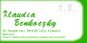 klaudia benkoczky business card